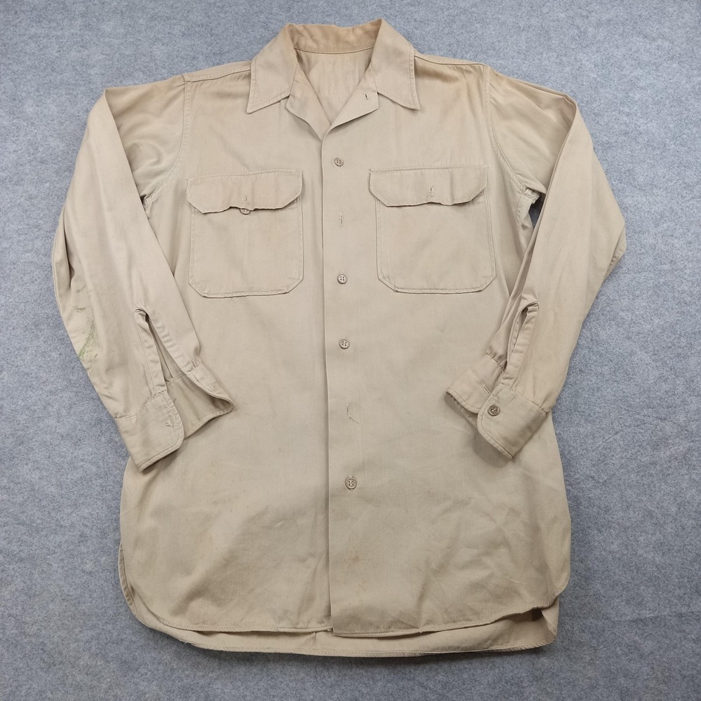 Workwear Shirt Mens Large Tan Khaki Utility Button Front Casual Boy Scout
